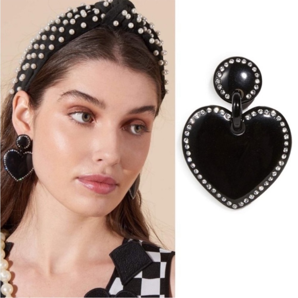 Lele Sadoughi Jeweled Stitched Heart Earrings